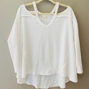 NWT— Altar’d State Cold Shoulder Long Sleeve Top Ivory in Small